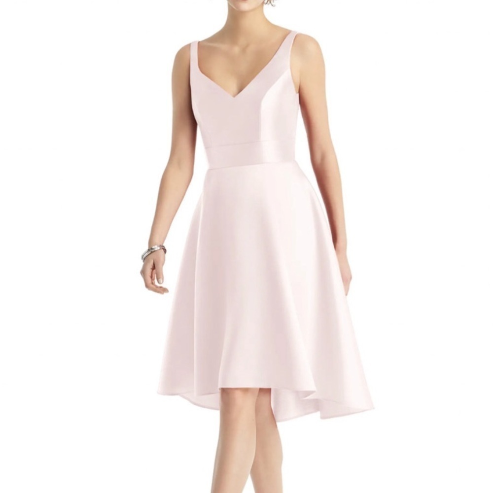 Alfred Sung high low satin dress Blush NWT 16